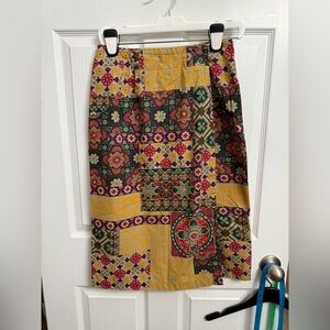 VTG RUFF HEWN Skirt 10 Cotton Twill Patchwork Southwest Wrap Maxi Midi USA